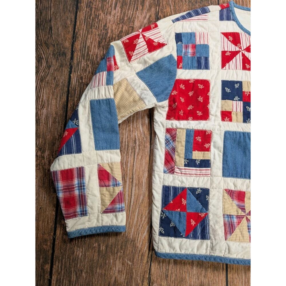 Vintage Susan Bristol Casuals Patchwork Quilt Patriotic Pattern Jacket Size S - Picture 5 of 12